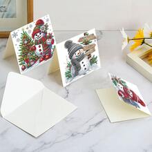 12pcs Diamond Painting Greeting Card Kit, Christmas Snowman, House, Gift Box Patterns, Paper Material, Inlaid Round And Irregular Crystal Gemstone Decorations, Perfect For Writing Blessings, Christmas Holiday Party Gifts - Multicolor - View 6