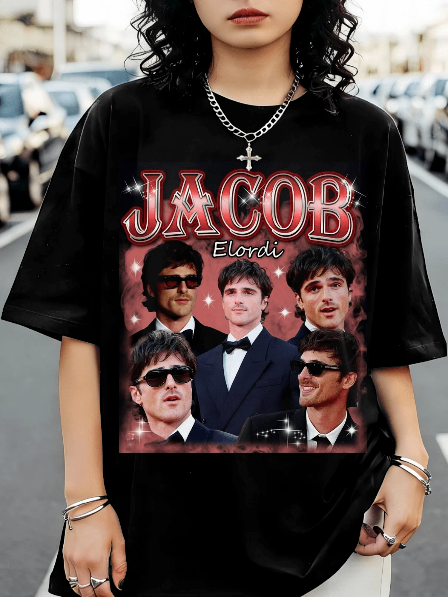 Jacob Elordi Shirt,Jacob Elordi Lover Gift,Actor Fan Tee,Jacob Elordi Actor Movie Shirt,Celebrity Aesthetic Top,Teen Drama Inspired Shirt (1) - Black - View 1