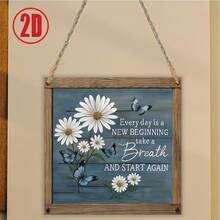 Impresión plana 2D, letrero decorativo de pared floral de madera - 7.87X7.87 pulgadas, fácil de colgar, decoración de pared multifuncional, adecuado para sala de estar, dormitorio, oficina y entrada - Multicolor - Ver 7