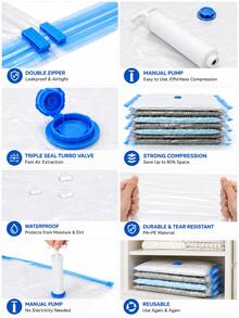 10/5/1pc Vacuum Compression Bags, Portable Travel Storage Bags, Dust-Proof Compression Bags, Large Capacity Compression Bags, Travel Clothing Compression Bags, Closet Storage Compression Bags, Foldable Storage Bags, Transparent Compression Bags, Bedding Compression Bags, Suitable For Clothes, Quilts, Blankets, Shirts, Bedding, Bedroom Closet, Bathroom, Outdoor Gear, Home Storage, Back To School Travel Vacation Essentials - Multicolor - View 5