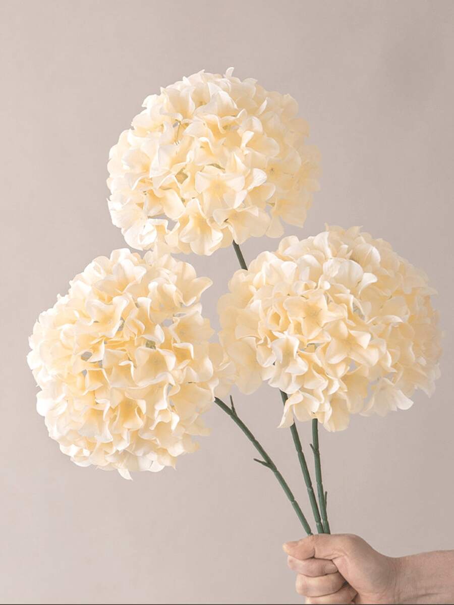 1/2/4pcs Artificial Flowers, Artificial Hydrangea, Hydrangea, For Home Decor, Wedding Decor, Tabletop Centerpiece, Bedroom Decor, Bathroom Decor, Kitchen Decor, Porch Decor, Room Decor, Garden Decor, Gift - Champagne - View 1
