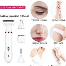 女性電動除毛器 4合1女性面部除毛器 面部刮毛器/眉毛修剪器 私密處刮毛器/比基尼線修剪器 便攜式除毛刮毛器 精巧尺寸 500mAh電池 長效續航 旅行必備 - 白色 - 查看 10