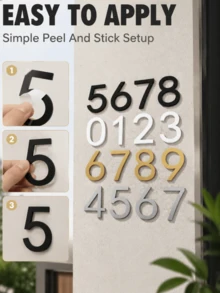 Modern Acrylic Self-Adhesive Door Number Stickers, 0-9 Digits, Strong Adhesive Backing, Waterproof & Weather-Resistant, Black/Gold Outdoor Door Number Sign, Suitable For Residential, Hotel, Garage, Yard, Street, Easy DIY Installation - A - View 6