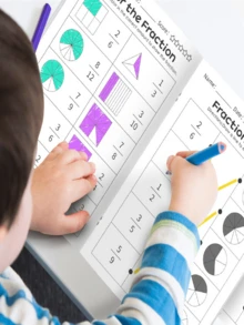 Cuaderno de Matemáticas de Fracciones Básicas de 32 Páginas, Reconocimiento de Numerador y Denominador, Operaciones de Suma y Resta, Materiales de Aprendizaje de Enseñanza Cognitiva de Matemáticas, Adecuado para el Aprendizaje en el Hogar y el Aula Escolar, Suministros de Aprendizaje, Herramientas de Apoyo al Aprendizaje - Fracción - Ver 6