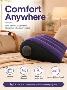 1pc 48x36x16cm Inflatable Wedge Travel Neck Pillow, Portable Triangular Inclined Cushion, Adjustable Multi-Position Comfortable Head, Neck, And Waist Support, Suitable For Side Sleeping, Flat Lying, Sitting, Home, Office, Airplane, Road Trip, Camping, Summer Travel, July 4th - Multicolor - View 3