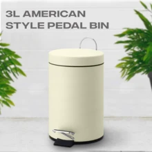 Crystals 3L Cream Pedal Bin Stainless Steel Bathroom Bin Kitchen Waste Bin Foot Operated Dustbin With Removable Inner Bucket - Cream Pedal Bin - View 3