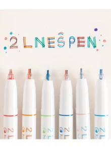 Random 1pc Dual-Line Colored Marker, Random Color - Vibrant Dual-Line 3D Effect, Single Head, Dual-Line Series, Perfect For Art, Office, And School Projects, Artistic Painting - Double-line Pen - View 8