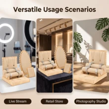 1 buah Set Stand Pajangan Perhiasan Kayu Linen, Dudukan Kalung, Tempat Anting, Rak Penyimpanan Gelang, Cocok untuk Fotografi Butik Ritel, Kombinasi yang Dapat Disesuaikan - MultiWarna - View 6
