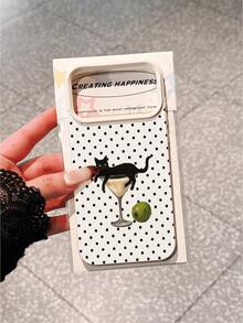 Artistic Style Cat Lying In Wine Glass Illustration Phone Case, Beige Faux Leather Texture Matte Soft Shell, Compatible With IPhone17, 17pro, 17pro Max, 16, 16plus, 16pro Max, 16e, 16pro, 15, 15plus, 15pro Max, 15pro, 14, 14plus, 14pro Max, 14pro, 13, 13pro, 13pro Max, 12, 12pro, 12pro Max - Multicolor - View 4