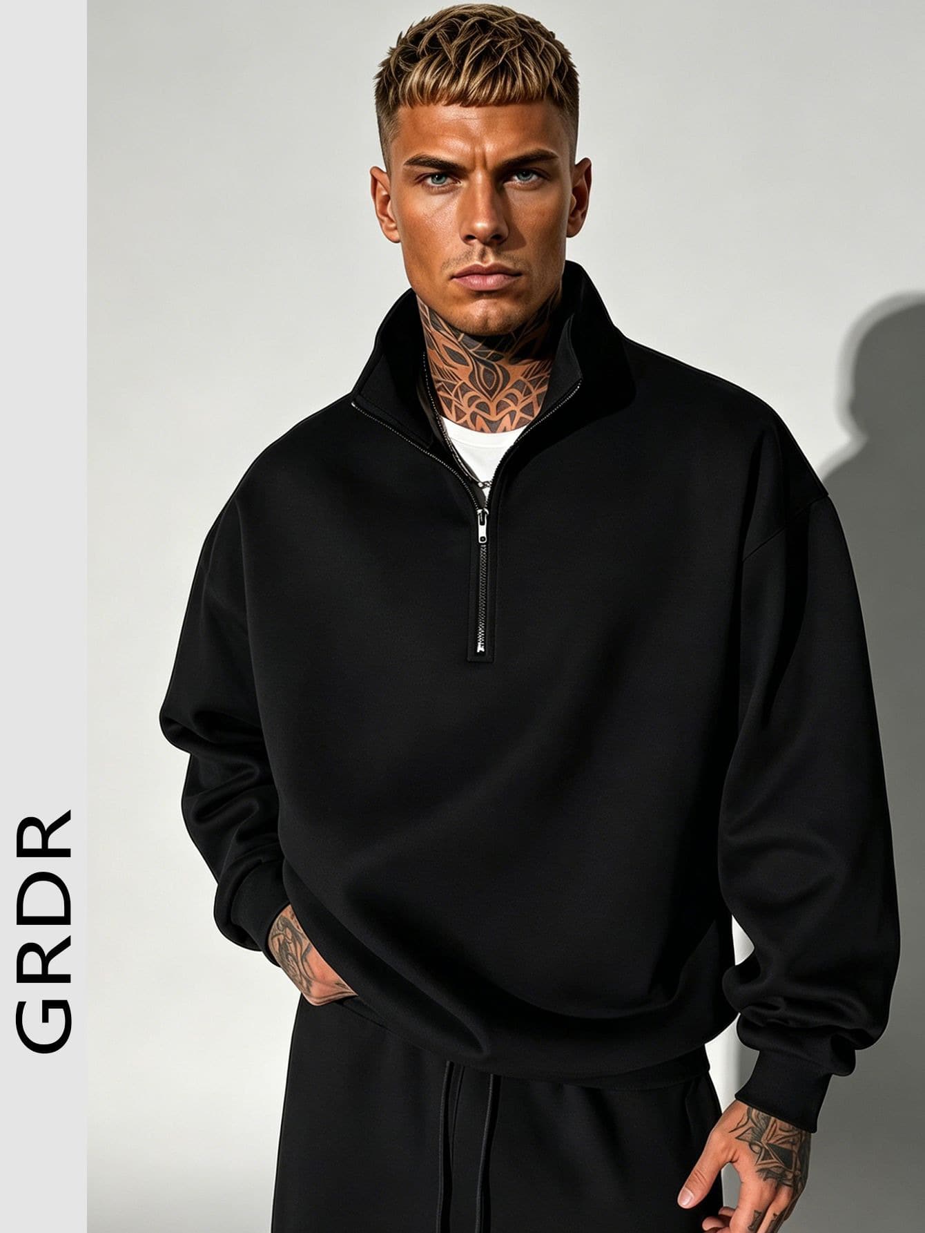 GRDR sweat-shirt zippé à manches longues de couleur unie pour hommes, automne/hiver 7