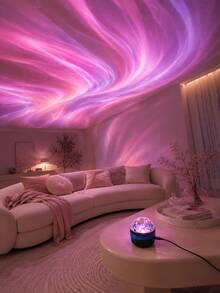 1pc [Water Ripple Projector] Colorful Water Ripple Wall Projection Light/Desktop Model USB Powered/Suitable For Atmosphere Decoration, Bedroom, Living Room, Gift Scenarios/Compatible With Power Bank, Adapter - The Aurora Borealis Is Multicolored - View 10
