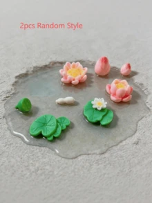 Miniature Realistic Pond Accessories, Lotus & Water Lily Leaf Resin Figurines, Cake Toppers, DIY Fairy Garden Bonsai Moss Landscape Aquarium Handmade Decor - A - View 8