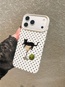 Artistic Style Cat Lying In Wine Glass Illustration Phone Case, Beige Faux Leather Texture Matte Soft Shell, Compatible With IPhone17, 17pro, 17pro Max, 16, 16plus, 16pro Max, 16e, 16pro, 15, 15plus, 15pro Max, 15pro, 14, 14plus, 14pro Max, 14pro, 13, 13pro, 13pro Max, 12, 12pro, 12pro Max - Multicolor - View 2