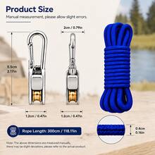 4pcs/Set 3 Meters Adjustable Rope Hook Set With Roller Tensioner And Lock, Pulley Rope System, 66.14lbs Load Capacity, Includes 2 Metal Hooks And 2 Nylon Ropes, Suitable For Camping Tents, Awnings, Clotheslines, Outdoor Gear, Campsite Setup, BBQ, Picnic, Road Trip - Multicolor - View 8