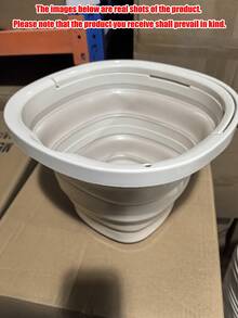 1pc Foldable Bucket, Thickened TPR+PP Material, Enhanced Non-Slip Handle, Leak-Proof & Deformation-Resistant, Space-Saving Portable Storage Container, Suitable For Home Cleaning, Car Wash, Gardening, Camping, Hiking, Outdoor Travel - Multicolor - View 5