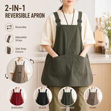 Women's Apron, Housekeeping Uniform, Kitchen Apron, Reversible Apron, Multi-Pocket Adjustable Apron, Suitable For Home, Library, Catering, Baking, Cafe, Kitchen And Multi-Purpose Workwear - Multicolor - View 1