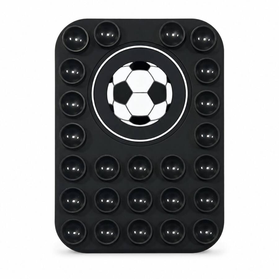 Football World Cup Pattern Silicone Magnetic Suction Cup Phone Stand Compatible With MagSafe Magnetic Mount - Black - View 1