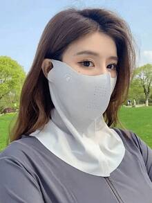 1pc Women's Breathable Full Face Sun Protection Mask - UV Protection, Elastic Fit, Ice Silk Fiber Fabric, Washable, Enlarged Cycling Sun Mask, Breathable Mesh, Sweat-Absorbent & Sun-Blocking Integrated Mask - Multicolor - View 15