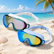 Adult Large Frame Wide Angle Coated Swimming Goggles, Adjustable Strap Comfortable Fit, Unisex Pool Training Beach Swimming Goggles - Multicolor - View 1