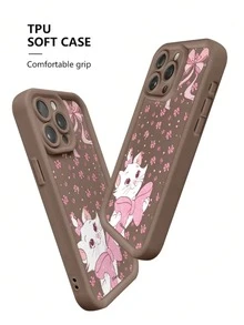 Funda para teléfono Disney Cute Marie, para iPhone 17 Pro Max, 17 Pro, 16, 15, 14 Plus, 13, 12, 11 Pro Max, XS Max, XR. Diseño minimalista y moderno con estampado de dibujos animados. - Caqui - Ver 2