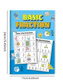 Cuaderno de Matemáticas de Fracciones Básicas de 32 Páginas, Reconocimiento de Numerador y Denominador, Operaciones de Suma y Resta, Materiales de Aprendizaje de Enseñanza Cognitiva de Matemáticas, Adecuado para el Aprendizaje en el Hogar y el Aula Escolar, Suministros de Aprendizaje, Herramientas de Apoyo al Aprendizaje - Fracción - Ver 4