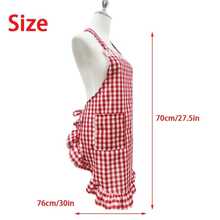 Women's Apron, Vintage Ruffle Trim Pleated Cooking Apron With 1 Pocket Design, Suitable For Baking, Grilling, Gardening Or Chef Work. Mother's Day Gift, Women's Gift - Multicolor - View 4