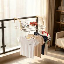 Multi-Scenario No-Drill Radiator Drying Rack, Foldable Balcony Railing Storage Shelf, Bathroom Mini Towel & Shoe Drying Rack - No-drill Wall Mount - View 4