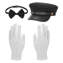 Role Play Hat, Bow Tie, Gloves Accessory Set - Multicolor - View 10