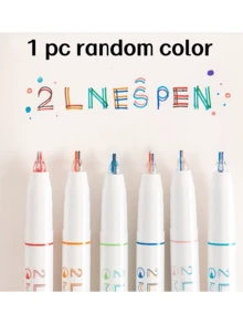 Random 1pc Dual-Line Colored Marker, Random Color - Vibrant Dual-Line 3D Effect, Single Head, Dual-Line Series, Perfect For Art, Office, And School Projects, Artistic Painting - Double-line Pen - View 7