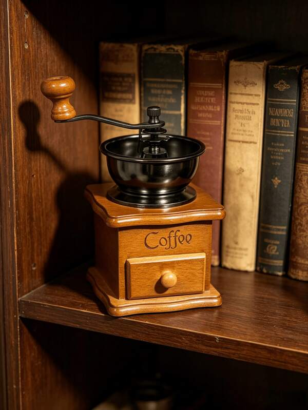 1pc Manual Coffee Grinder, Reusable Coffee Grinder, Wooden Classic Coffee Grinder With Wooden Storage Box, Suitable For Camping, Travel And Office Quick Portable Espresso And Coffee Machine - Back To School Coffee Bar Accessories