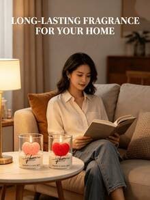 Atmosphere Boost 手作大豆蠟心形香氛蠟燭杯，裝飾性香氛擺飾，優雅香氛蠟燭，適合節日送禮 - 愛心蠟 - 查看 2