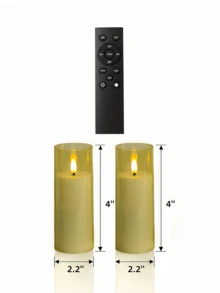 2/3/5件組無焰蠟燭，附遙控器與定時功能，適用於居家裝飾、客廳、壁爐、婚禮、節日、派對裝飾、桌面中心裝飾 - 淡黃色 - 查看 10