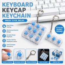 9-Key Mechanical Keyboard Switch Stress Relief Toy, Clicky Keychain Fidget Gadget, Mini Mechanical Button Clicker, Portable Anxiety Relief Toy For Adults And Teens, Sensory Decompression Accessory - Multicolor - View 2