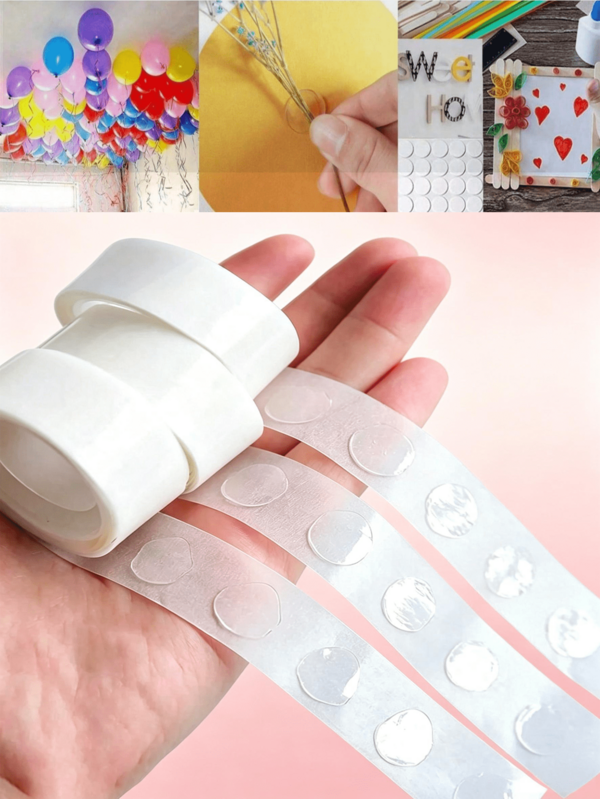100/300pcs Double-Sided Transparent Balloon Glue Dots, Suitable For Wedding And Birthday Decorations