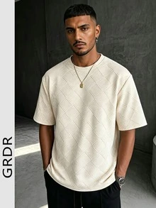 GRDR Men's Fashionable Solid Color Crew Neck Short Sleeve T-Shirt | Exquisite Design | Summer Essential | Easy To Match | Showcase Your Style - Apricot - View 7