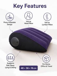 1pc 48x36x16cm Inflatable Wedge Travel Neck Pillow, Portable Triangular Inclined Cushion, Adjustable Multi-Position Comfortable Head, Neck, And Waist Support, Suitable For Side Sleeping, Flat Lying, Sitting, Home, Office, Airplane, Road Trip, Camping, Summer Travel, July 4th - Multicolor - View 1