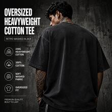 Estilo vintage lavado,% algodón, corte relajado, corte clásico, camiseta, estilo urbano, gráfico con temática de la libertad, diseño de águila All Limits, ropa casual para hombre, esti - Negro - Ver 4