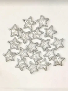 20pcs/Set Silver Star-Shaped Hair Clips, Headband Clips, Fluorescent Bangs Clips, Concert Accessory Hair Ornament Set - Silver - View 4