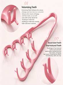 Fluffy Styling Comb – Dual-Texture Toothed Hair Comb With Petal-Shaped Grooves, Quickly Enhances Styling, Adds Texture And Provides Natural Voluminous Effect, Perfect For Daily Grooming And Hairstyle Management - Multicolor - View 10