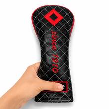Black & Red Quilted PU Leather Driver Fairway Wood & Hybrid Covers, Interchangeable Number Tags, Soft Plush Lining, Fits Most Standard Golf Clubs - D - View 7