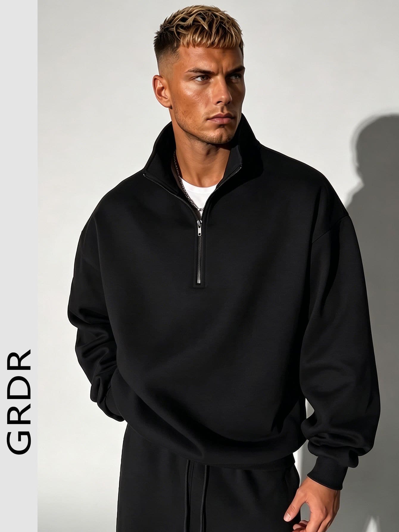 GRDR sweat-shirt zippé à manches longues de couleur unie pour hommes, automne/hiver 8