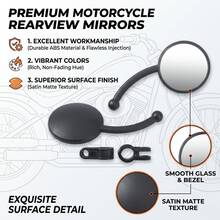 Motorcycle Rearview Mirror Modification New Round Fixed Wing Rearview Mirror Universal Wide Field Of View Reflective Mirror All-Terrain Vehicle Adjustable Angle Reflective Rearview Mirror - A - View 2