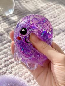 1pc Maltose Glitter Octopus Squishy Toy, Stretchable Sequin Ocean Animal Squeeze Toy, Stress Relief Fidget Toy - 彩色 - 查看 6