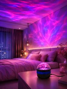 1pc [Water Ripple Projector] Colorful Water Ripple Wall Projection Light/Desktop Model USB Powered/Suitable For Atmosphere Decoration, Bedroom, Living Room, Gift Scenarios/Compatible With Power Bank, Adapter - The Aurora Borealis Is Multicolored - View 7