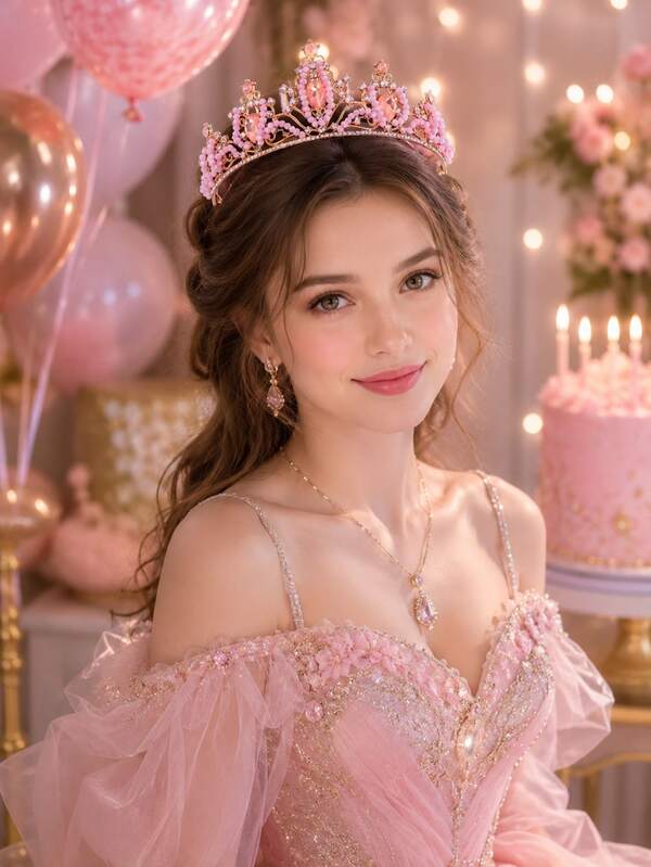 1pc Vintage Elegant Pink Crystal Pearl Crown, Bridal Wedding Accessory, Dreamy Wedding Dress Headpiece