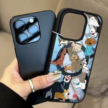 1pc Creative Acrylic Pattern Magnetic Wireless Charging Shockproof Phone Case Compatible With 17 16 15 14 13 12 11 Pro Max, Transparent Phone Protective Cover Waterproof Anti-Shock Anti-Scratch - Black - View 7