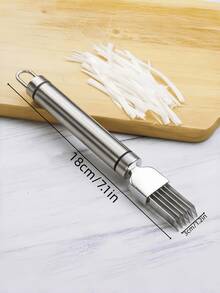 1/2PCS Stainless Steel Multi-Function Scallion Slicer, Onion Cutter, Vegetable Slicer, Kitchen Tool, Scallion Shredder, Stainless Steel Scallion Knife, Kitchen Slicer And Vegetable Cutter, Kitchen Vegetable Onion Garlic Slicer, Kitchen Gadget, Vegetable Slicer And Chopper - Silver - View 10