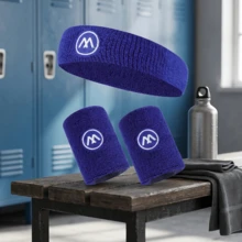 1 Set 3pcs Women's Sports Wristbands Fitness Joint Tendon Sheath Basketball Sprain Volleyball Sweat-Absorbing Towel Wrist Straps Protective Gear 1 Pair Wristbands + 1 Headband, Suitable For Outdoor Sports, Outings, Camping Use. - Multicolor - View 8