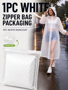 2pcs/1pc Lightweight EVA Raincoat With Reusable Zipper Storage Bag, Packable Waterproof Hooded Rain Poncho For Women & Men, Football Games, Stadium Fans, Marathon Spectators, Music Festivals, Theme Parks, Concerts, Travel, Camping & Car Emergency - Multicolor - View 15
