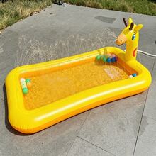 長頸鹿造型充氣噴水戲水池，加厚 PVC 戶外庭院水上遊戲池，自動噴水並可連接水管，夏季草地休閒水池，花園海灘度假假期必備充氣水池 - 長形 - 查看 4